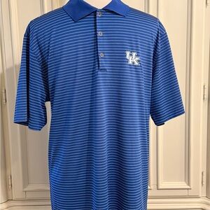 Nike Blue and White Striped Polo Shirt